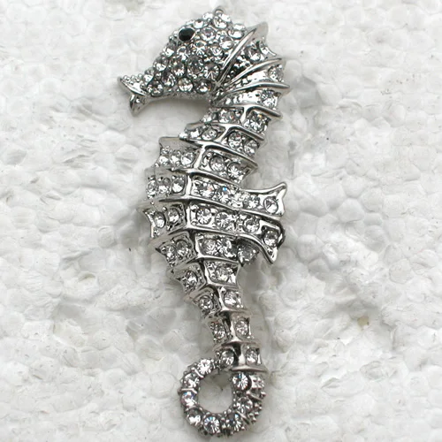 

60pcs/lot Mixed Color (Can Notes Color) Wholesale Seahorse Brooch Rhinestone Fashion Pin brooches Jewelry gift C101702