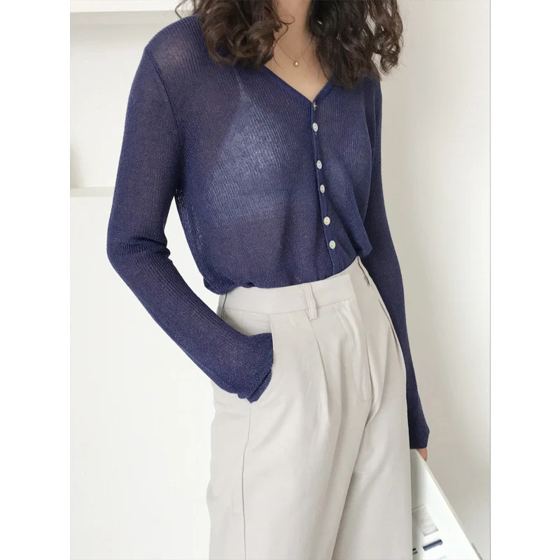 Werynica Fashion Summer Knitted Cardigan Light Thin Long Sleeve Women Sweater Female Cardigans Women's Coats Outerwear