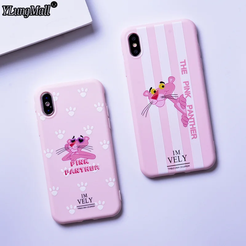 Розовый цвет пантера чехол для iPhone Xs Max 2018 Мягкий защитный 6 6s 7 8 Plus Xr Fundas X Coque |