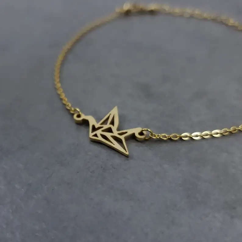 Журавлик оригами браслет для женщин ювелирный браслет с подвесками модные розовые золотые талисманы цепочка животные птичий бумага для летающих фонариков Японский складной