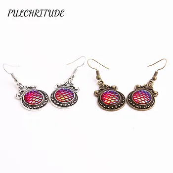 

PULCHRITUDE Metal Alloy 12pcs Fit Round 12mm Cabochon Base Earring Back Pendant Colorful Fish Scale Cameo Diy Jewelry Make C1499