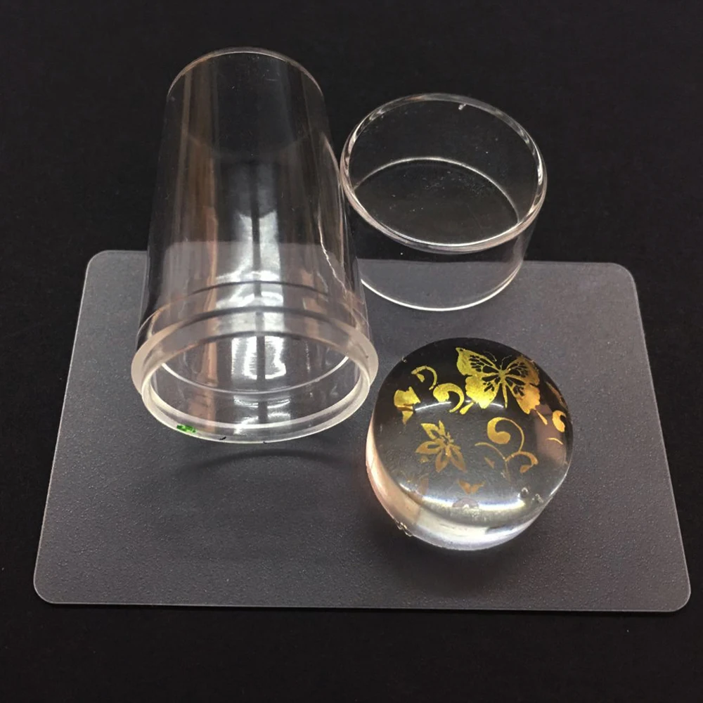 

1Sets New 2.8cm Transparent Jelly Silicone Image Stamper Scraper Set with Cap Beauty Polish Nail Art Stamping Tools LAND251