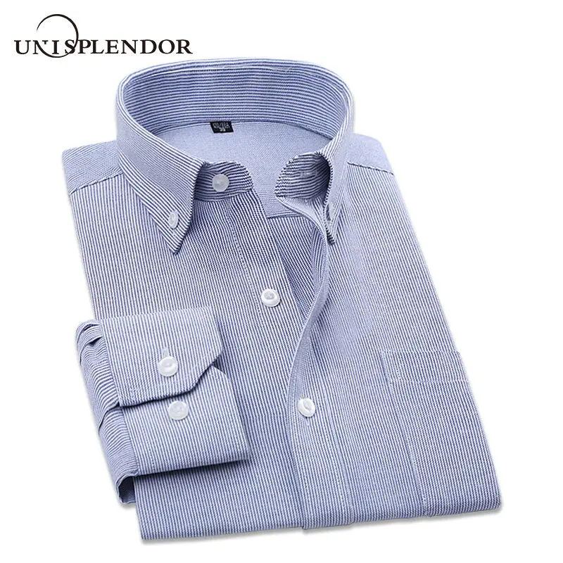 2019 الرجال القطن مخطط رجل اللباس قميص مع جيب صدره الأيسر زر أسفل مكتب الرجال عارضة صالح العمل الذكور ملابس YN10386