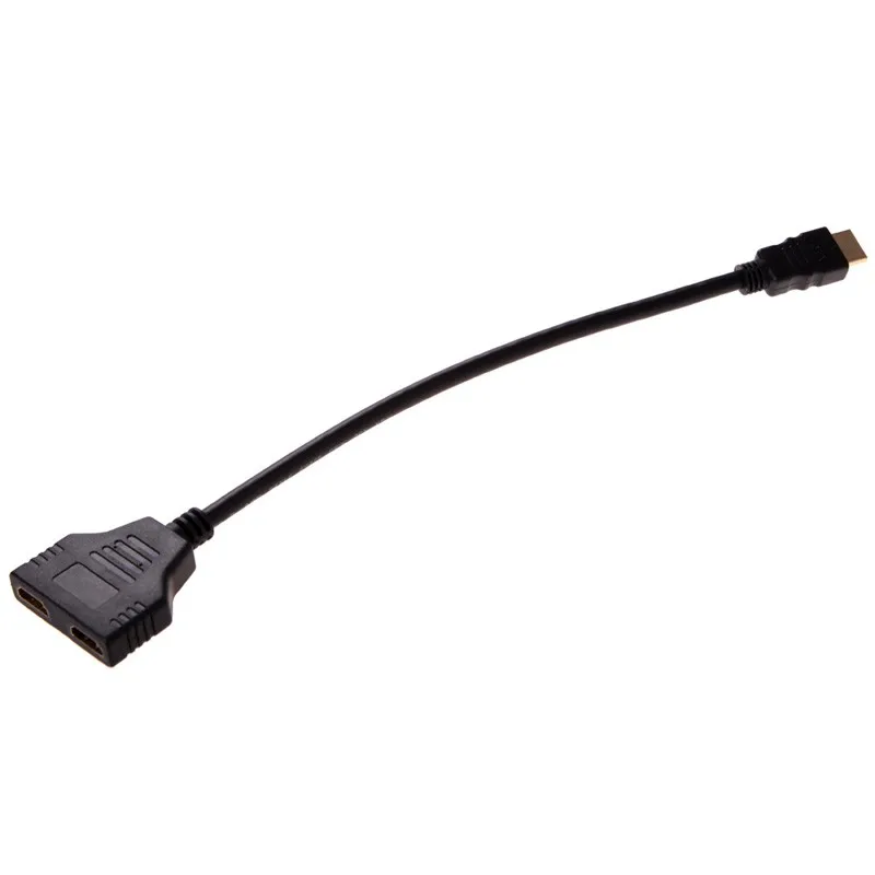 Black 1080P HDMI Port Male to 2 Female 1 In2 Out Splitter Cable Adapter Converter For HDTV LCD Monitor And Projectors