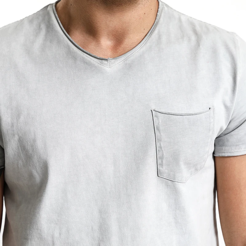 SIMWOOD 2019 летние футболки для мужчин Slim Fit 100% хлопок с v образным вырезом карман