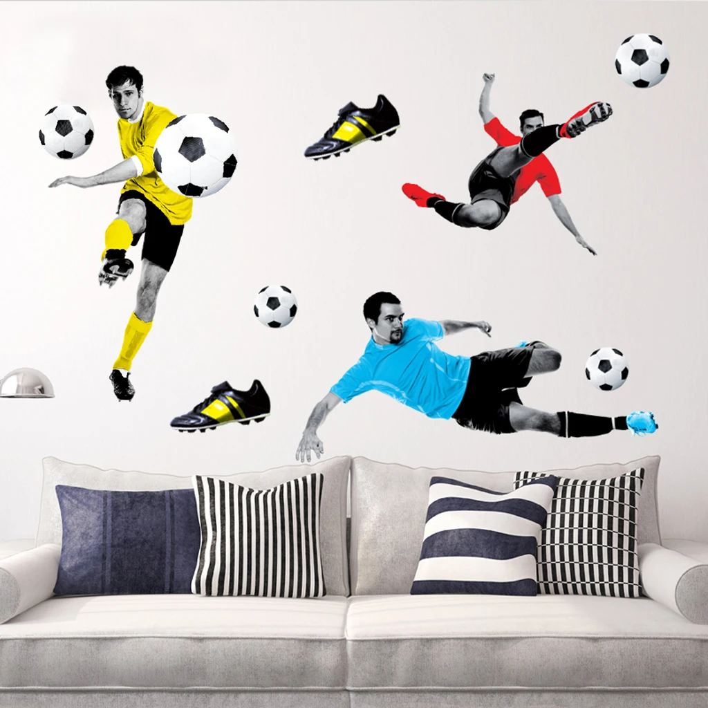 3D Play Football Soccer Wall Art Sticker Kids Bedroom Wallpaper Decor