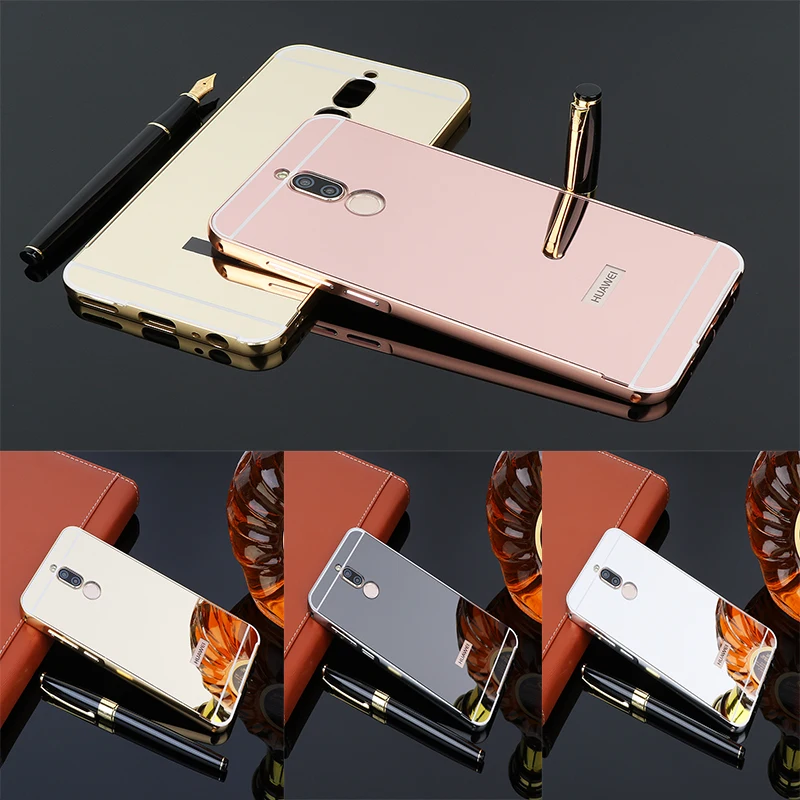 Модные Роскошные зеркальные Чехлы цвета розового золота для Huawei Nova 2i Алюминиевая
