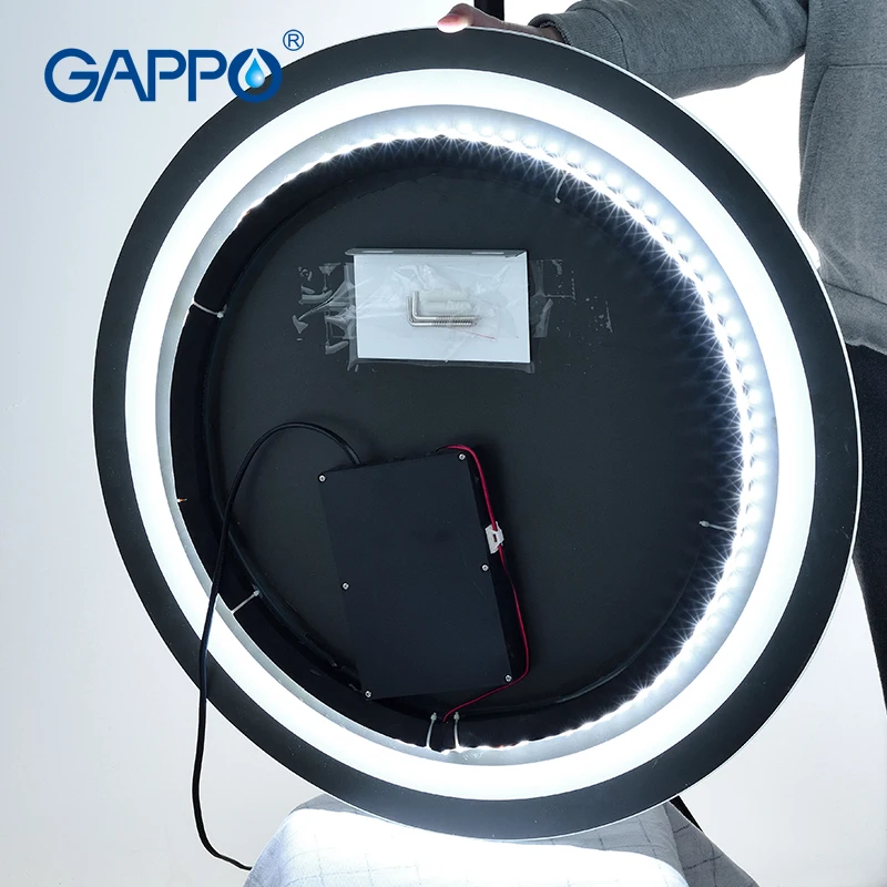 Gappo Bathroom Mirrors Round Led Cosmetic Mirror touch switch light adjustable wall mounted makeup mirror high definitio
