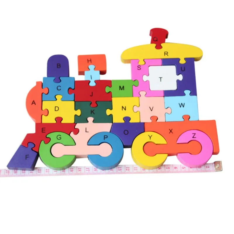 Лидер продаж детские игрушки раннего детства строительные блоки игрушки поезд головоломки Дети \ игрушки деревянные Алфавит поезд Развивающие игрушки