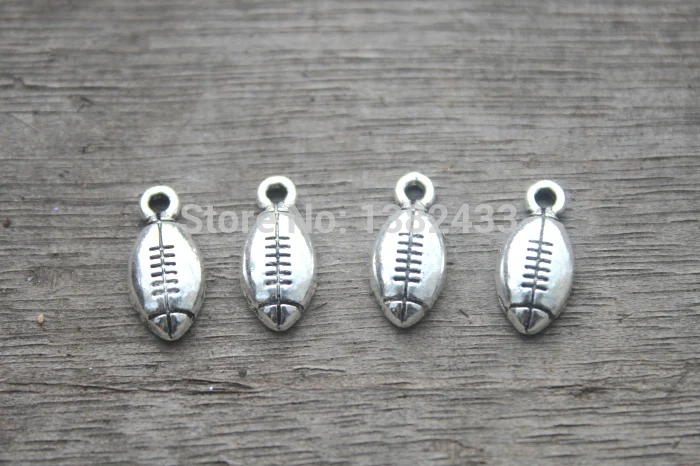 

40pcs--Football Charms ,Antique Tibetan Silver Tone Football charm Pendant, Rugby Football, Rugby 15x7mm