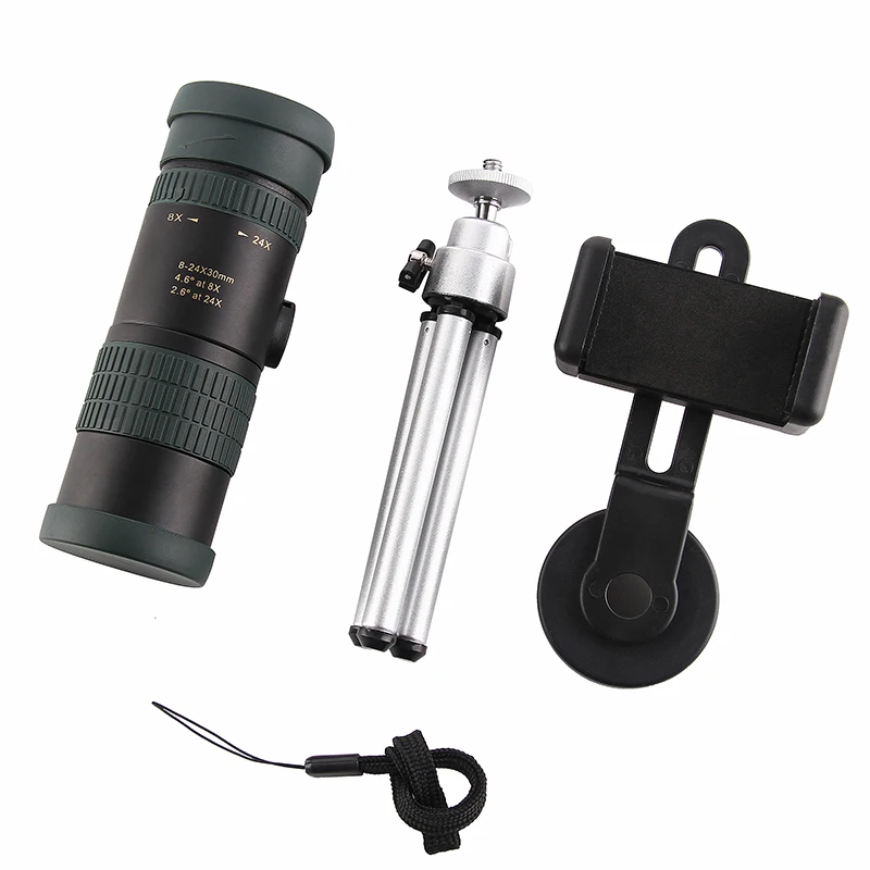 Охотничий монокулярный телескоп 8-24X30 с зажимом для телефона для кемпинга, путешествий, Зрительная труба, оптика