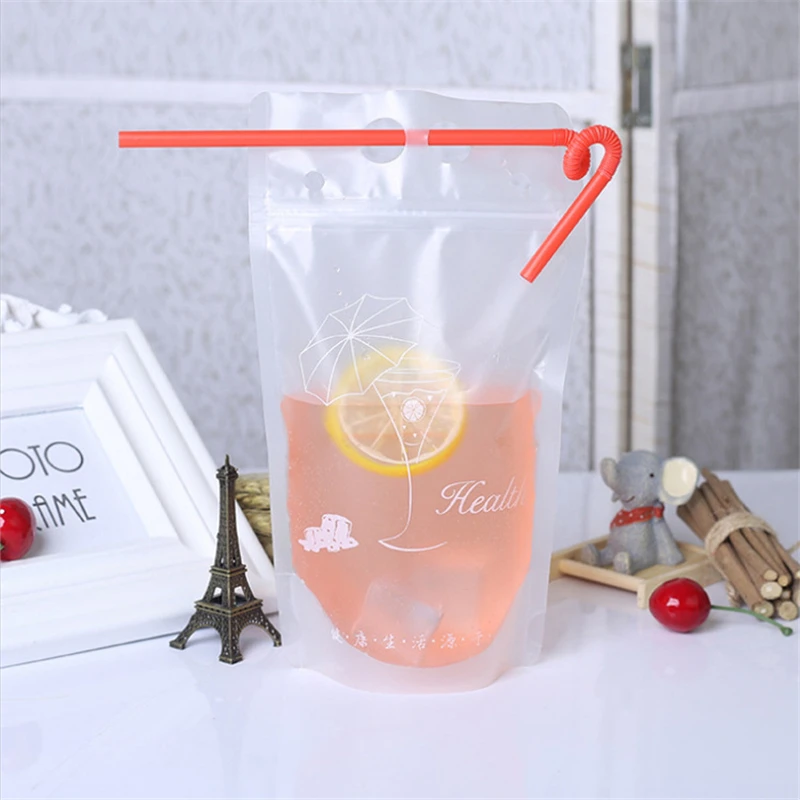 

5PCS/LOT Wedding Decoration Party Supplies Thicken Frosted Portable zipper Juice Bag Hot and Cold Drinks Bags