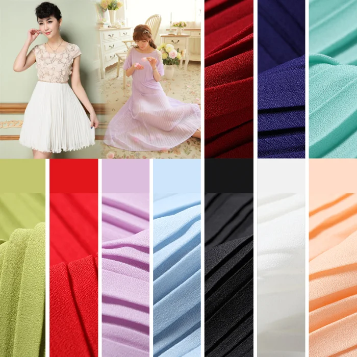 Pure Color Pearl Gauze Fabric Chiffon with Good Sag |