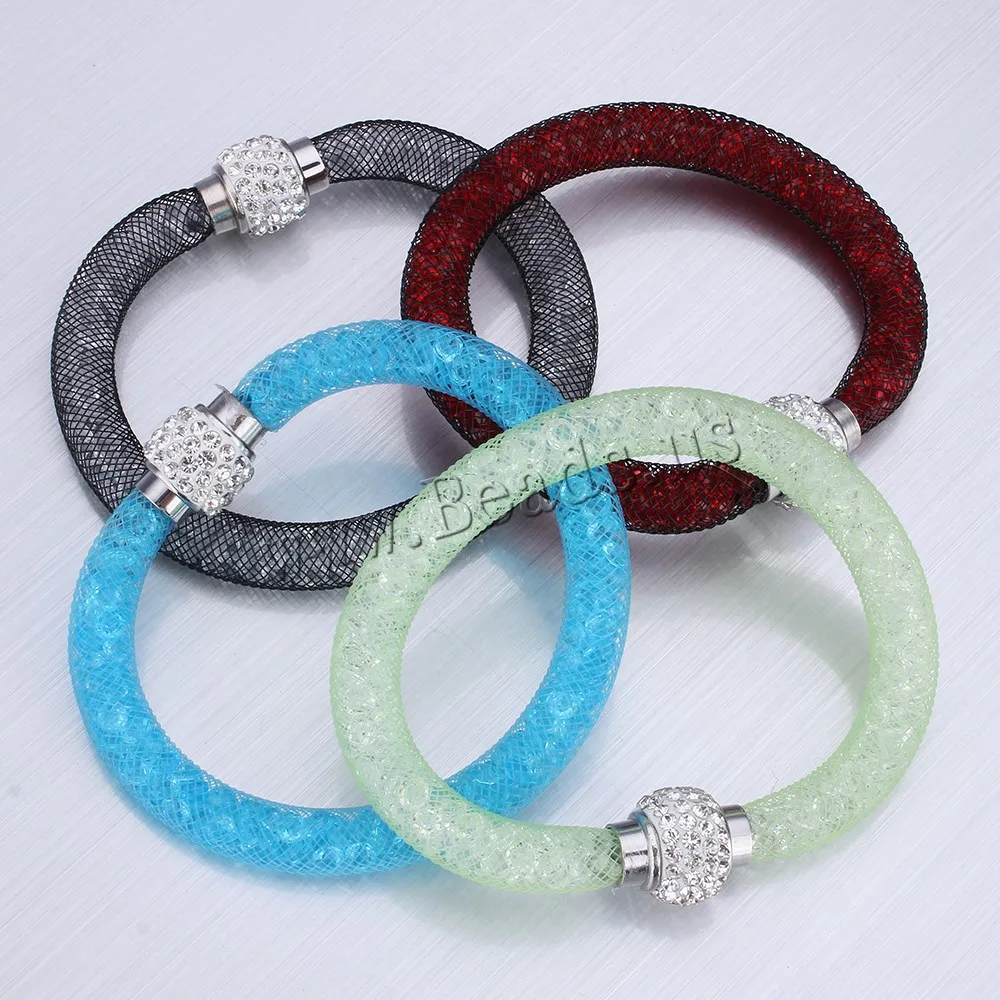 

19 Colors Bracelets Rainbow Gift High Quality Crystal with Net Chain Mesh Tube Magnetic Bracelets Bijoux Jewelry Women