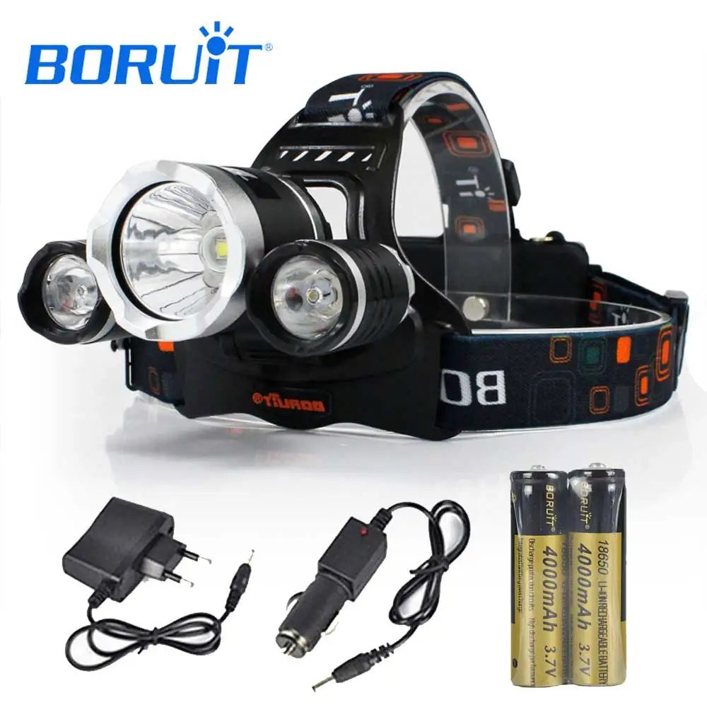 

BORUIT 6000LM T6 R2 LED Headlight 18650 Battery 4 Modes Headlamp as Power Bank Head Torch Fishing Hunting Flashlight