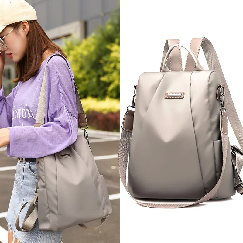 

2019 New Fashion High Capacity Women Waterproof Oxford Cloth Travel Backpack Nylon Anti-theft Double Shoulder Bag