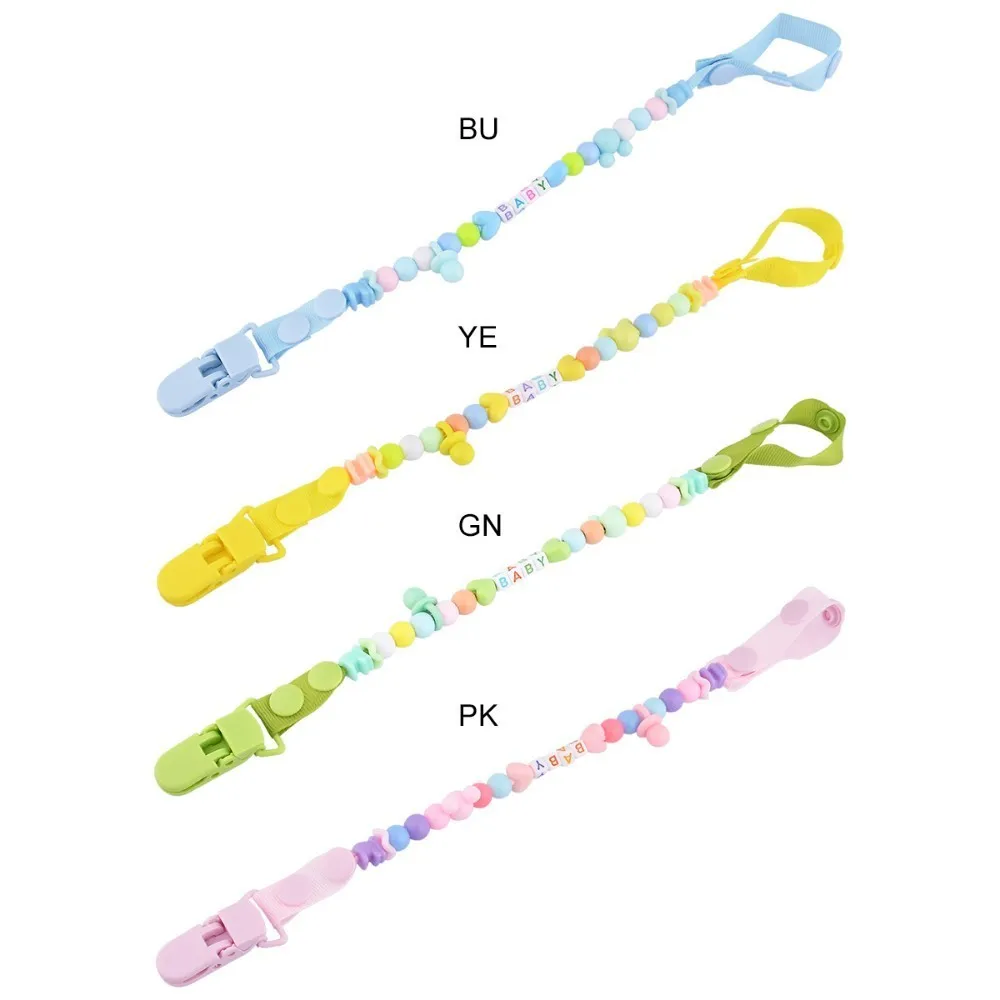 

Hand Made Baby Pacifier Clip Pacifier Chain Blue Colorful Beads Dummy Clip Baby Soother Nipple Holder for Baby Kids