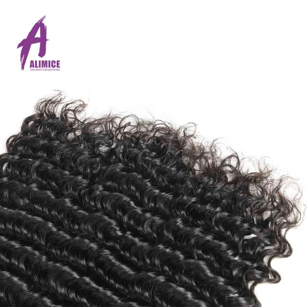 Alimice Hair Malaysian Deep Wave 3 Bundles With Closure Natural Color 100% Human Hair 8-28 Inches Remy Hair Extensions 4PcsLot (13)