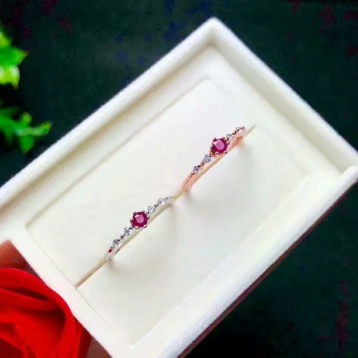 shilovem 925 sterling silver Natural red RUBY Ring fine Jewelry women trendy ETHNIC WEDDING open 3*3mm qj030301agh