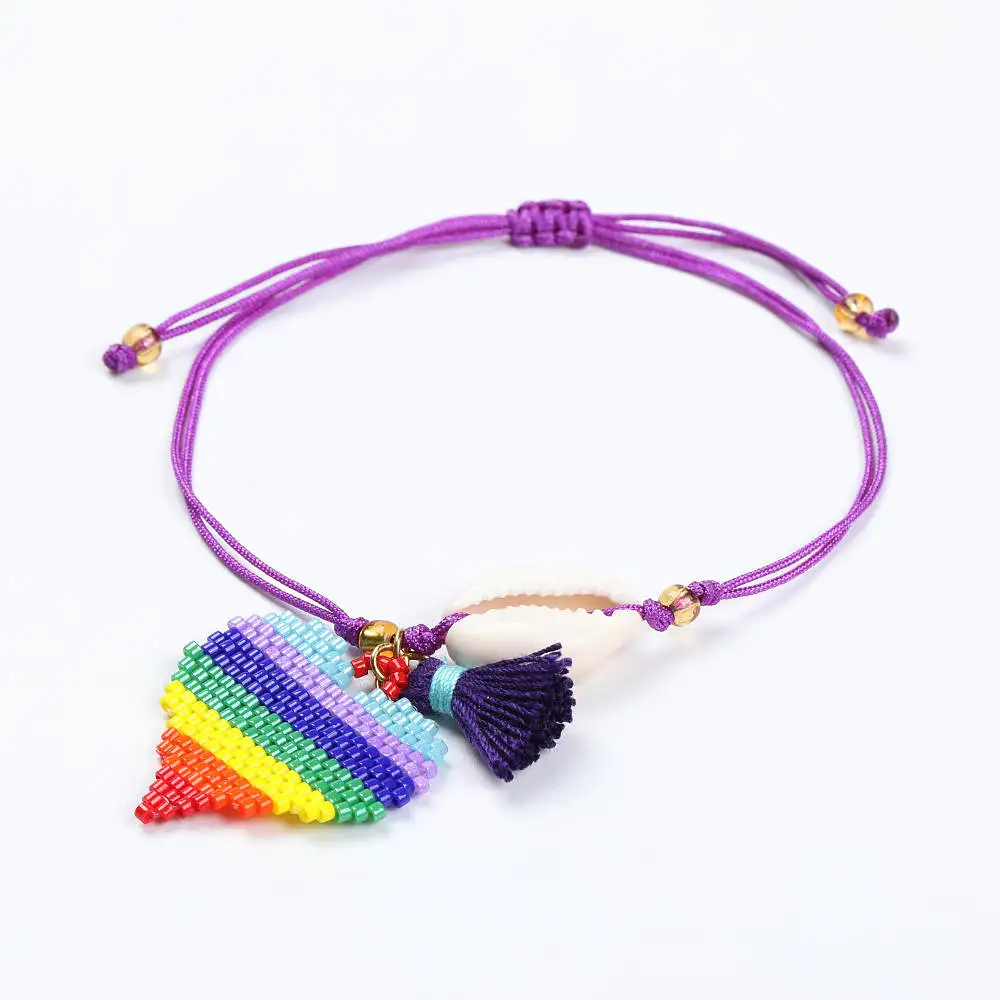 

Shinus 5pcs/lot Boho Bileklik MIYUKI Bracelet Rainbow Heart Jewelry Bracelets Friendship Shell Pulseras Handmade 2019 Women Gift