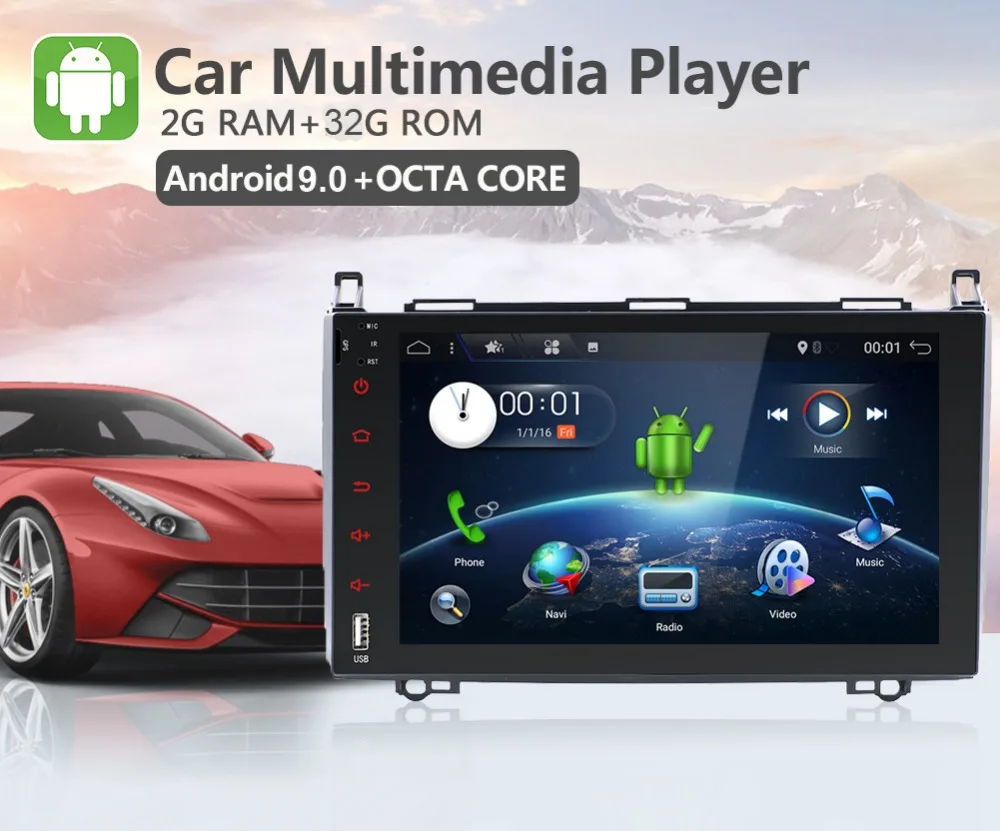 Clearance Android 9.0 2 DIN car dvd gps for Mercedes Benz B-Class W245 A-Class W169 Viano Vito W639 Sprinter W906 wifi 3/4g BT DAB OBD 5