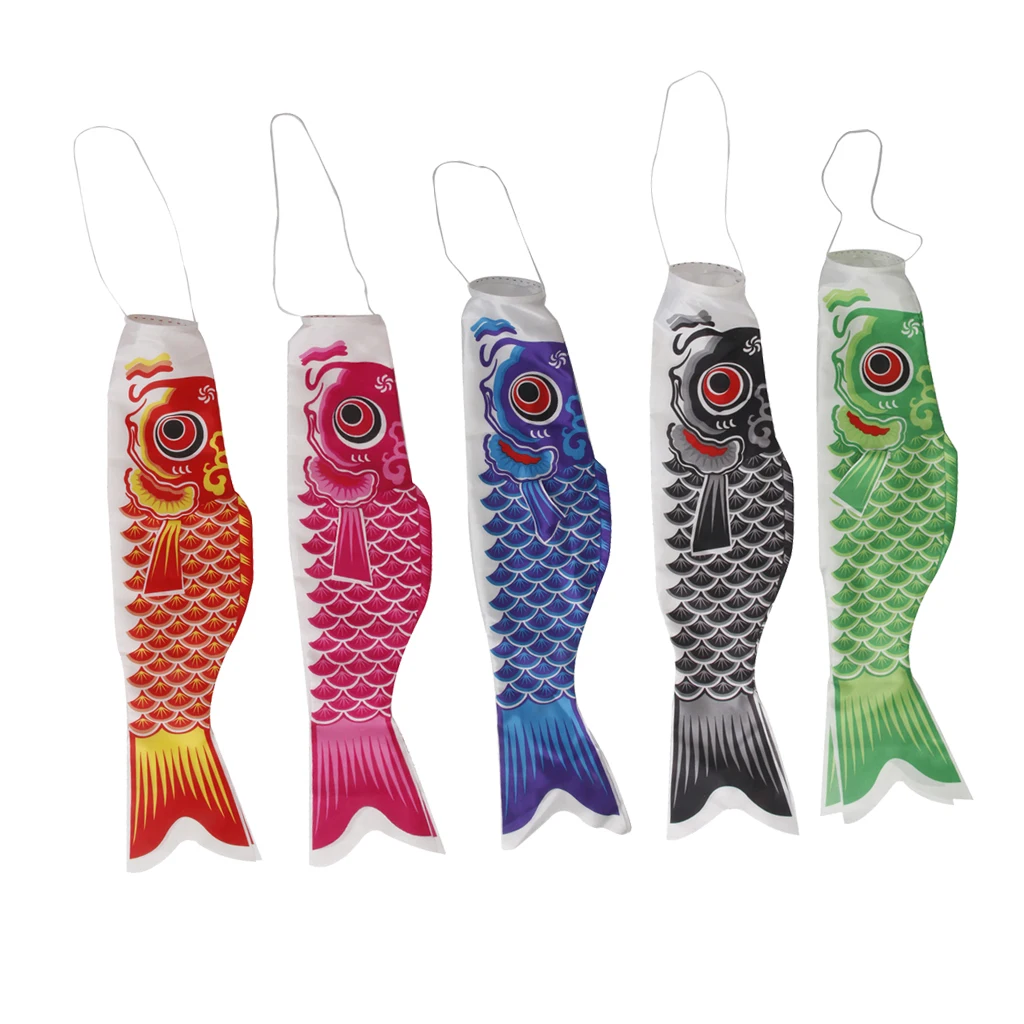 MagiDeal 55cm Blue Japanese Windsock Carp Flag Koi Nobori Sailfish Wind Streamer Japanese Carp Windsock Streamer Fish