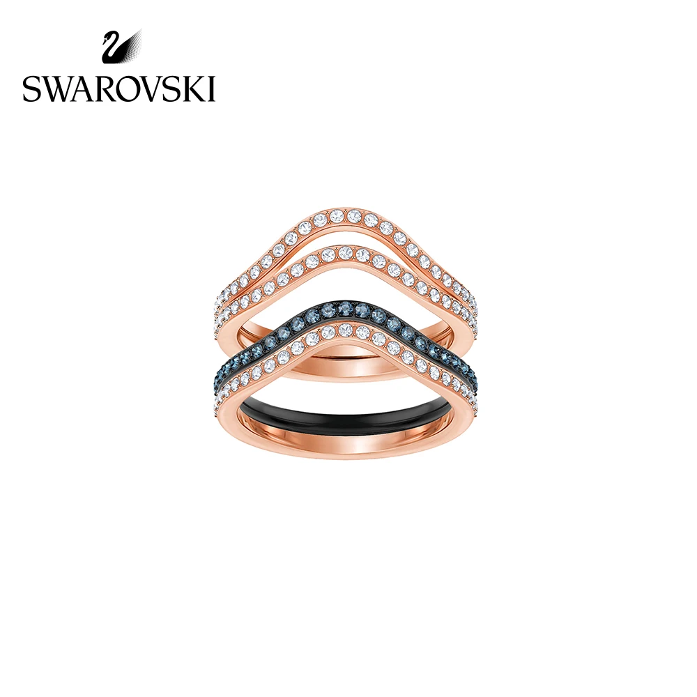 

Original Genuine Swarovski LEMON Fashion mix and match two-in-one ring set woman crystal ring Hand ornament fine jewelry 5409191