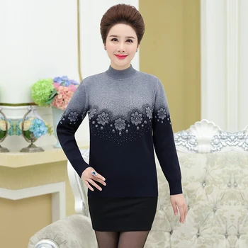 

New Loose Thick Warm Winter Sweater Women Turtleneck Floral Top 2020 Knit Tricot Jumper Mother Sweaters And Pullovers Female