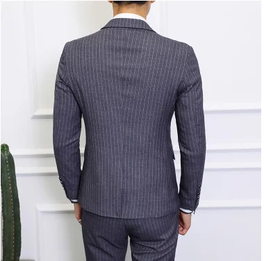 Men's Striped Suit Three-piece Large Size 6XL British Style Gentleman Business Banquet Wedding Host Fashion Quality Formal Suit Men's Striped Suit Three-piece Large Size 6XL British Style Gentleman Business Banquet Wedding Host Fashion Quality Formal Suit