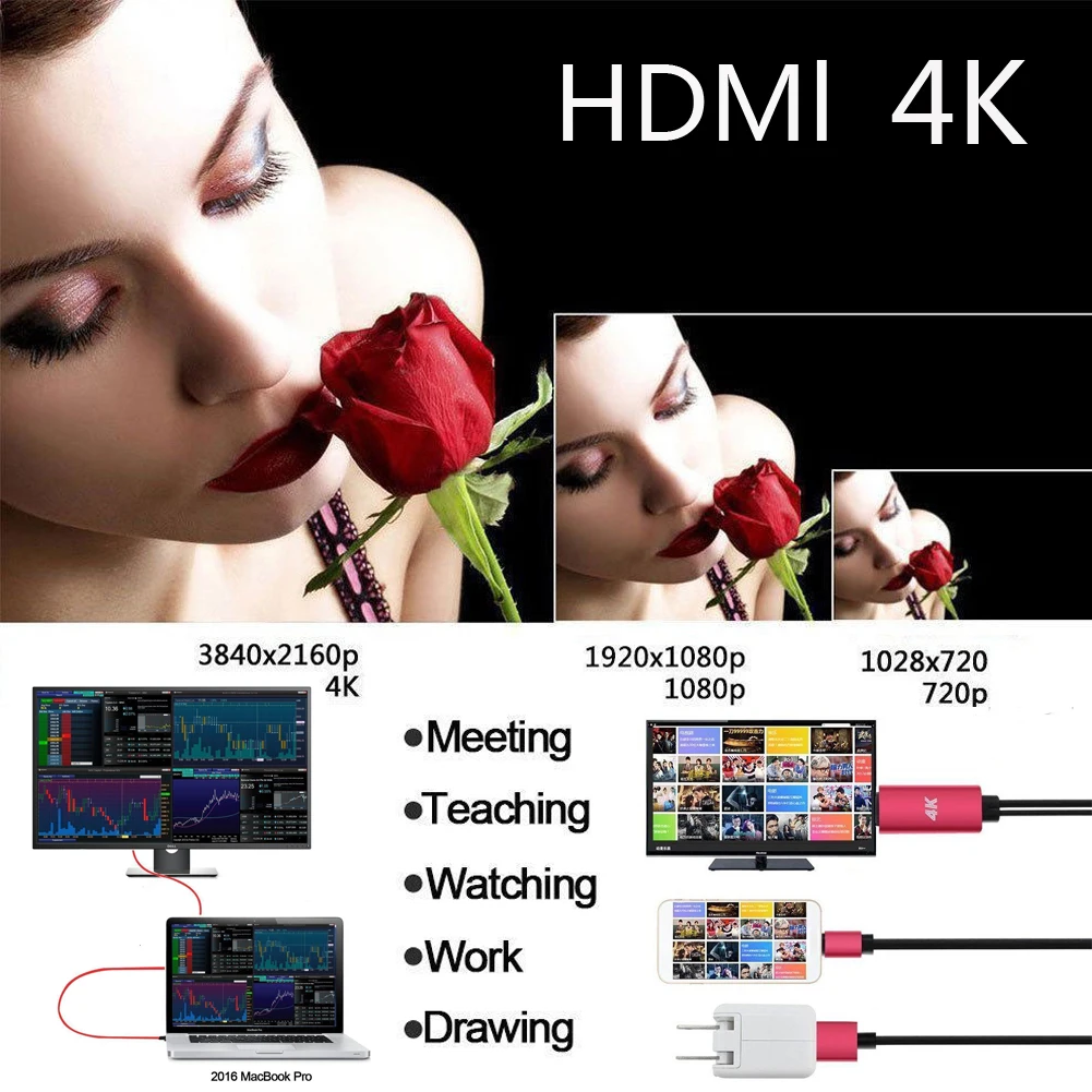 4 K Ultra HD USB 3,1 Тип-C телефон к HDMI ТВ/HD ТВ видео адаптер, hdmi-кабель для samsung S9 плюс huawei телефон Macbook