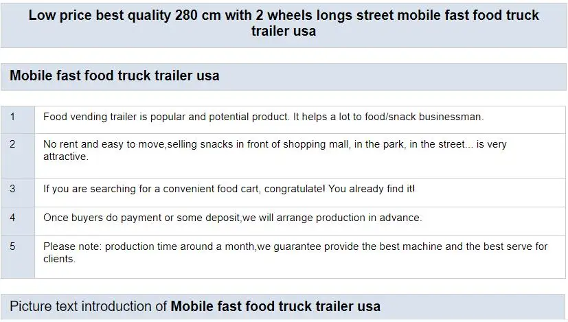 Низкая цена лучшее качество 280 см с 2 колесами longs уличный мобильный фаст-фуд грузовик прицеп США