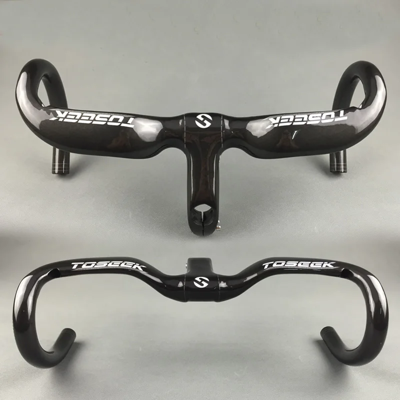 

TOSEEK UD Carbon Fiber Track Road Bike Bicycle Racing Drop Integrated Bar Stem Handlebar Glossy Diameter 28.6mm
