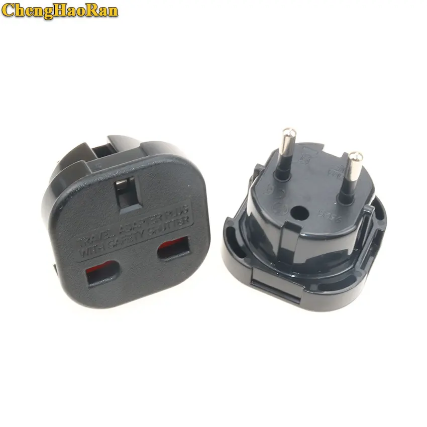 

ChengHaoRan Black 2 PiN Wall Plug Socket UK TO EU EUROPE EUROPEAN UNiVERSAL TRAVEL charger adapter plue converter