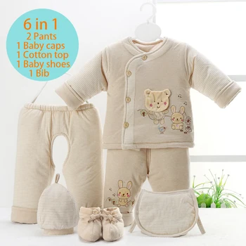 

FEERIJT Baby Cotton Clothes Boys Set Newborn Clothing Six-piece Set Value Baby Jumpsuit Winter Thick Boy Outfit Infant Clothing