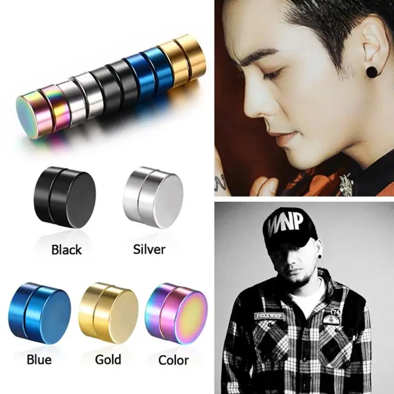 

1Pair Punk Women Men Strong Magnet Magnetic Ear Stud Non Piercing Earrings Fake Earrings Gift for Boyfriend Lover Jewelry