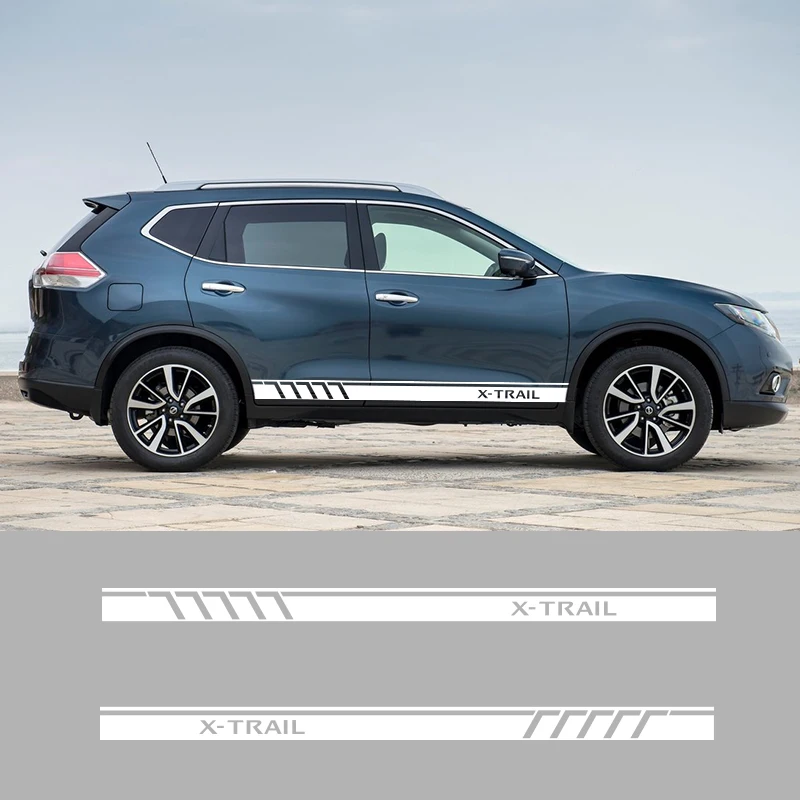  2PCS Racing Sport Door Vinyl Side Stripes Car Styling Body Decor Graphics Sticker For Nissan X-Trai