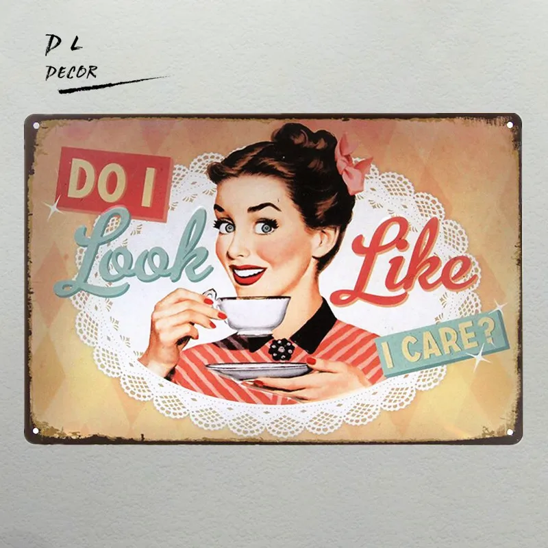 Buy DL Do I look like I care? Vintage home decor Art wall decor Iron Painting