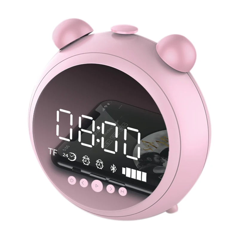 

Alarm Clock Hd Mirror With Night Light Fm Radio Wireless Bluetooth Speaker Support Aux Tf Player Kids Clocks Led Digital
