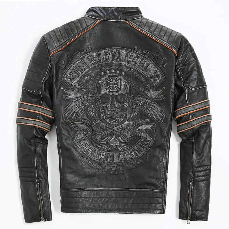 Aliexpress.com : Buy HARLEY DAMSON Vintage Black Men Biker's Leather ...