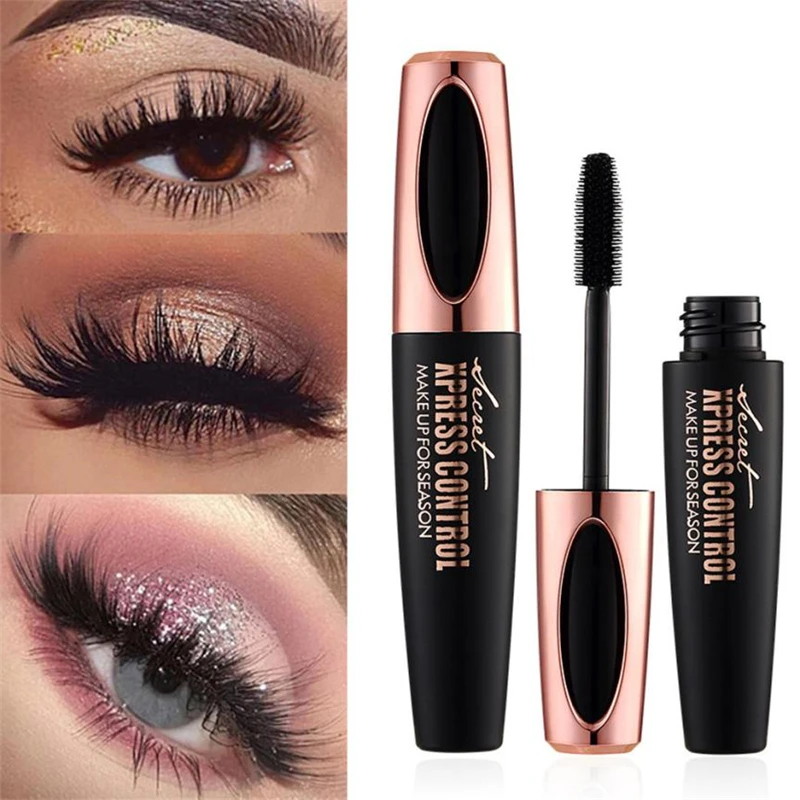 Hot 4D Silk Fiber Mascara Volume Makeup Lengthening Black Mascara Long-wearing Waterproof Eyelash Extension Eye Lashes Cosmetics - Цвет: Черный