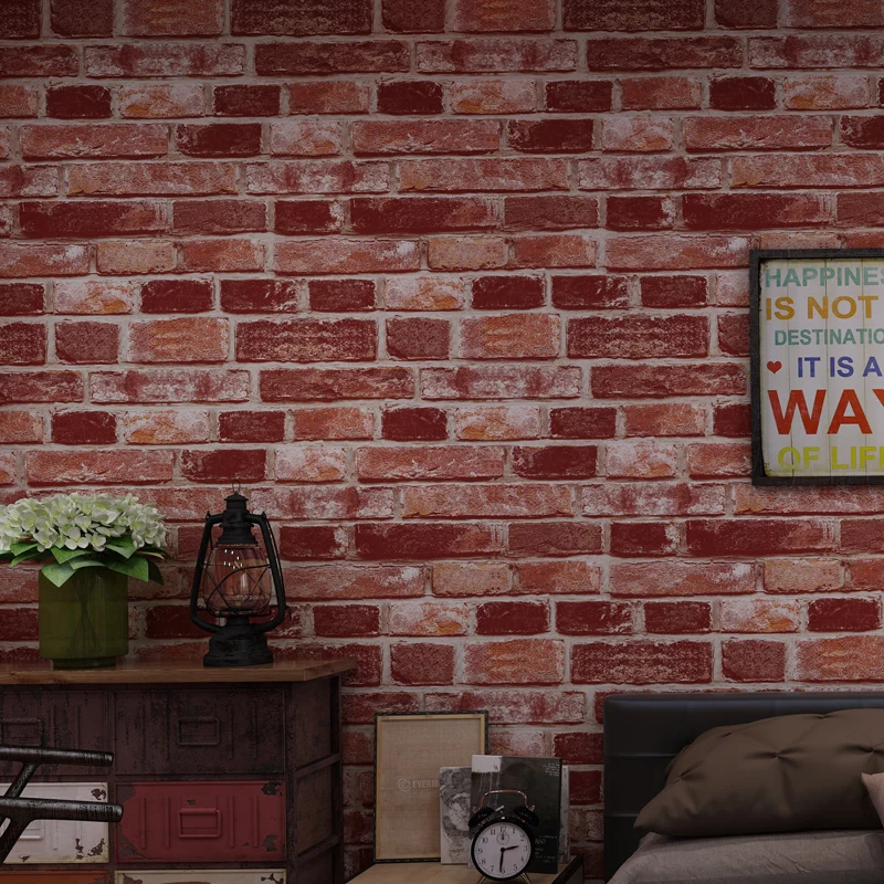 

New Chinese vintage Nostalgic Pattern Non-woven Wallpaper 3d Brick Cafe Bar Restaurant Gray Red Brick Wall papers decor home