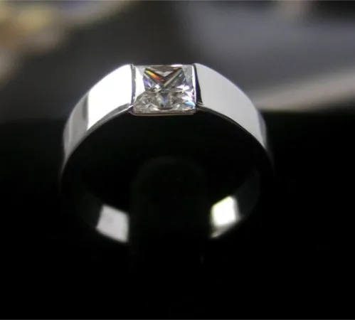 THREEMAN, однотонное белое золото, 0.5CT, квадратная огранка, пасьянс, принцесса, Engagment, синтетические бриллианты, обручальное кольцо для женщин, белое золото, ювелирные изделия