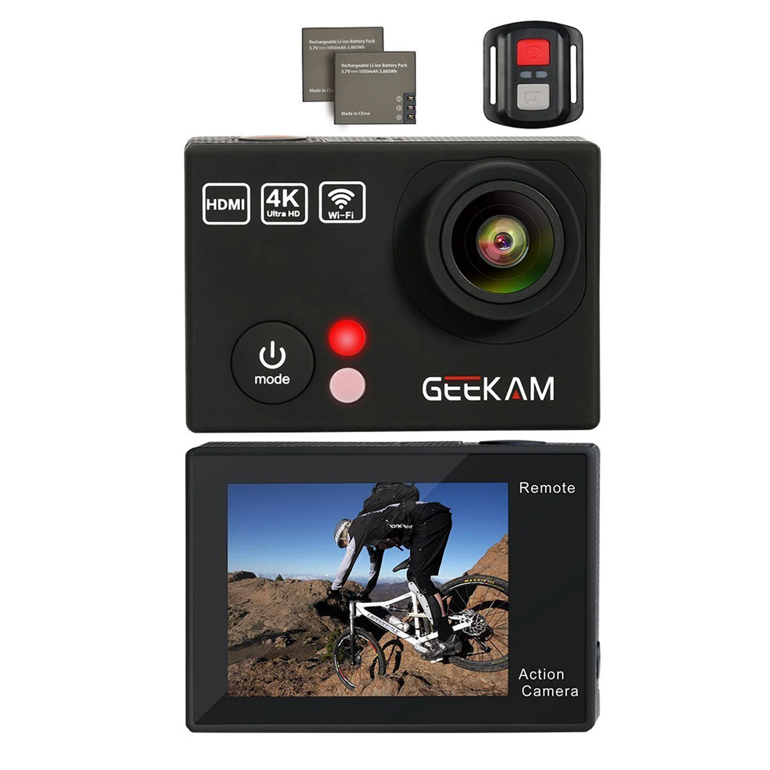 

Top Deals GEEKAM Sports Waterproof Camera 4K HD Camera WIFI Underwater Sports DV Digital Camera(Black)