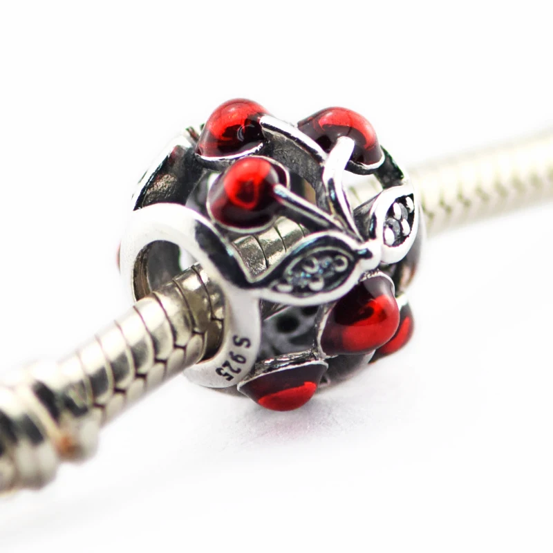 

Fits for Pandora Charms Bracelets Authentic 100% 925 Sterling-Silver-Jewelry Sweet Cherries Openwork Beads Free Shipping