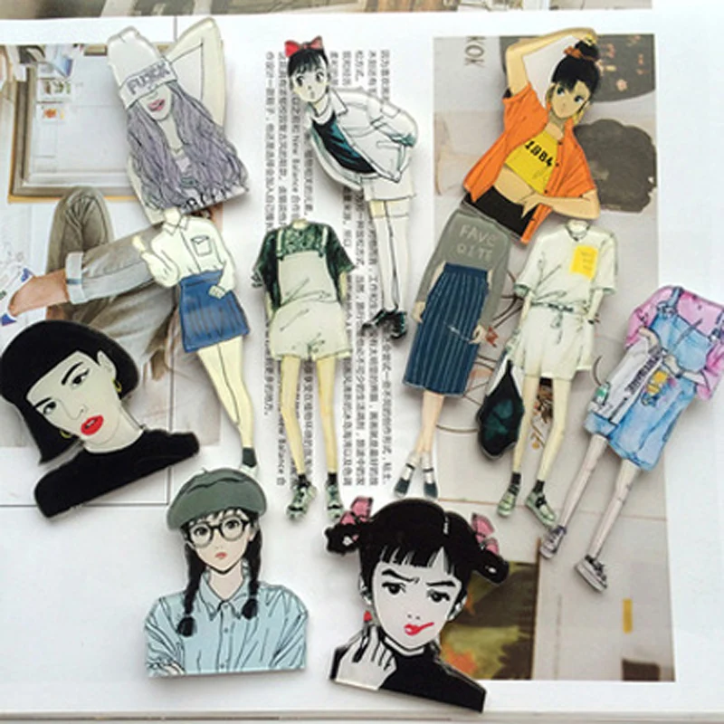 Amazing 2016 Hot Sale Fashion Shirt Cute Cartoon Brooch Badge Pins Jewery Harajuku Acrylic Pretty Women Girl Brooch Broche
