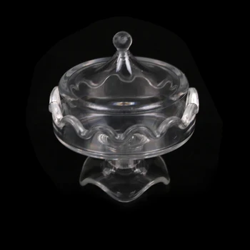 

Wholesale 1:12 Dollhouse Miniature Transparent Plastic Dessert Pot Pastry Plate Kitchen Furniture Toy for Children Gift