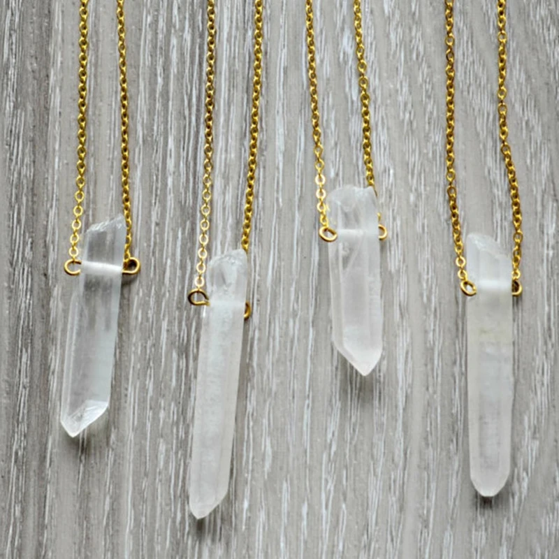 

Raw Clear Quartz Necklace Healing Crystal Necklace Long Quartz Necklace XL662