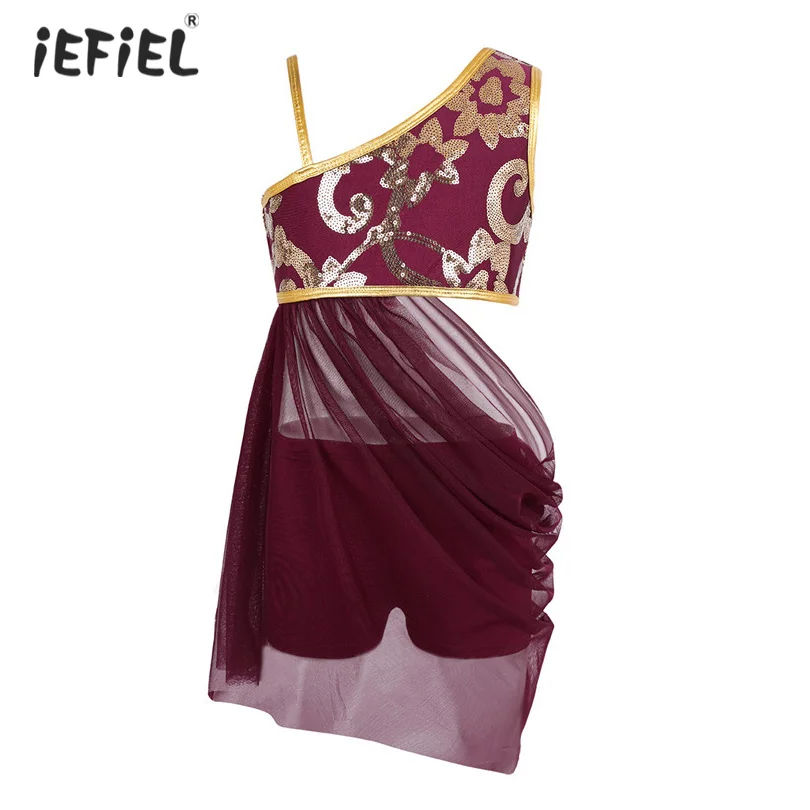 

2018 Fashion Girls Dancing Costume Modern Dance Female Costumes Floral Sequins Top and Skirt Suit Solid Color Stage Dancing Suit