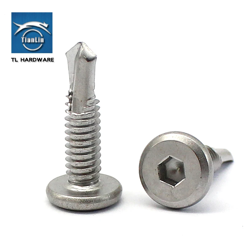 

304 stainless steel flat head hex self-drilling self-drilling screw, hex socket head screw M5.5 M6