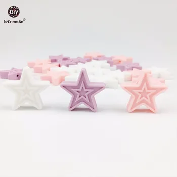 

Let's Make 50pcs Pastel Color Silicone Star 3cm Food Grade Silicone Teether DIY Teething Necklace Accessories Beads Baby Teether